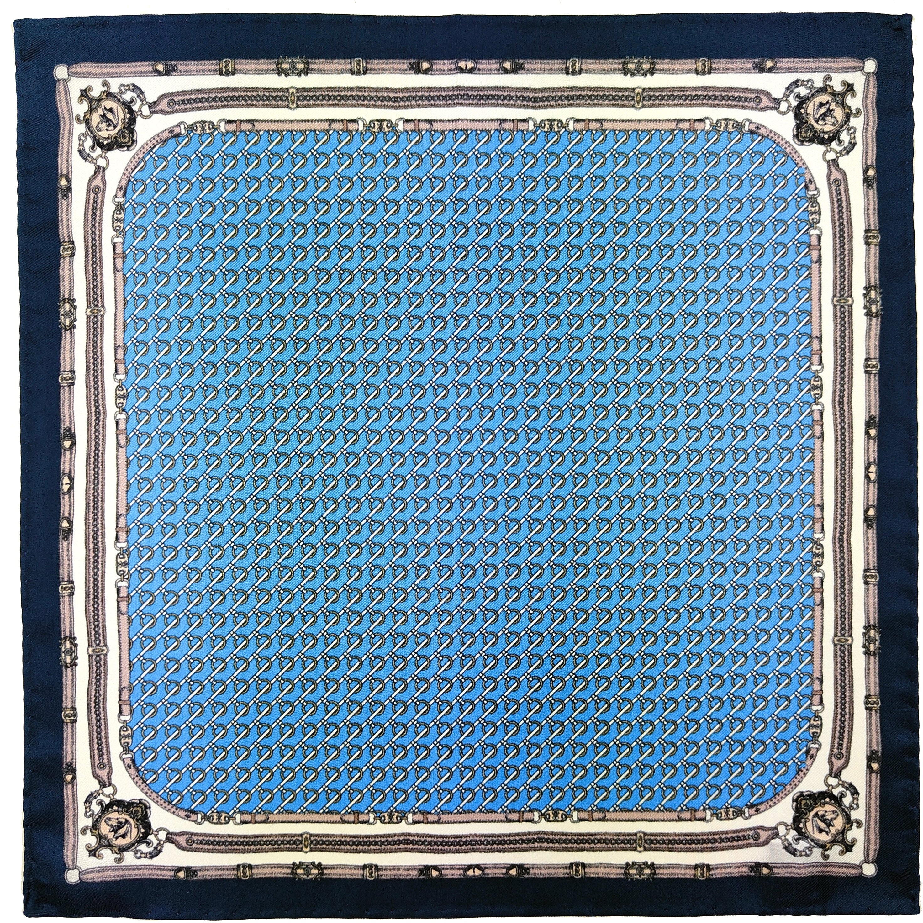 Pocket blue background with micro pattern and royal frame
