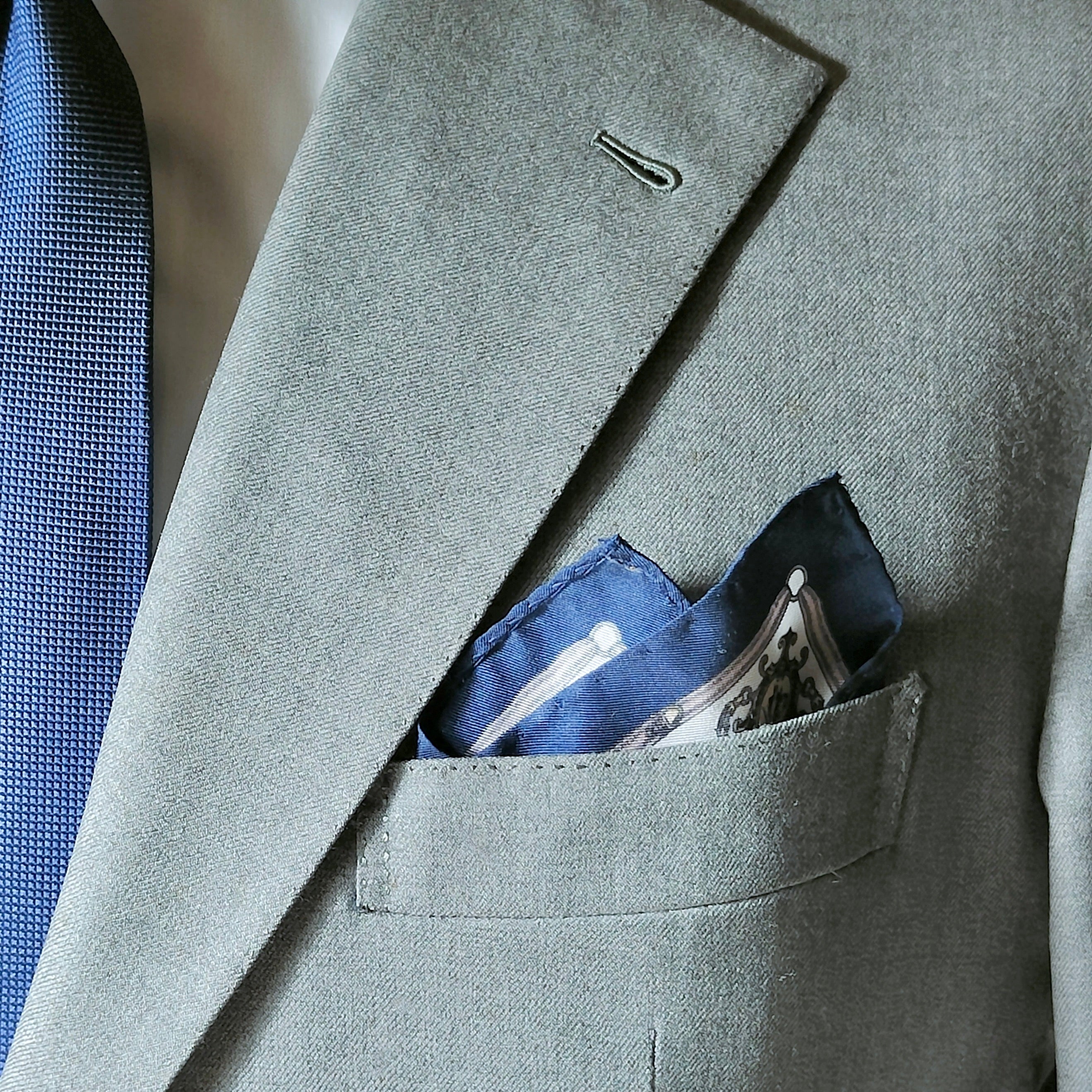 Pocket blue background with micro pattern and royal frame