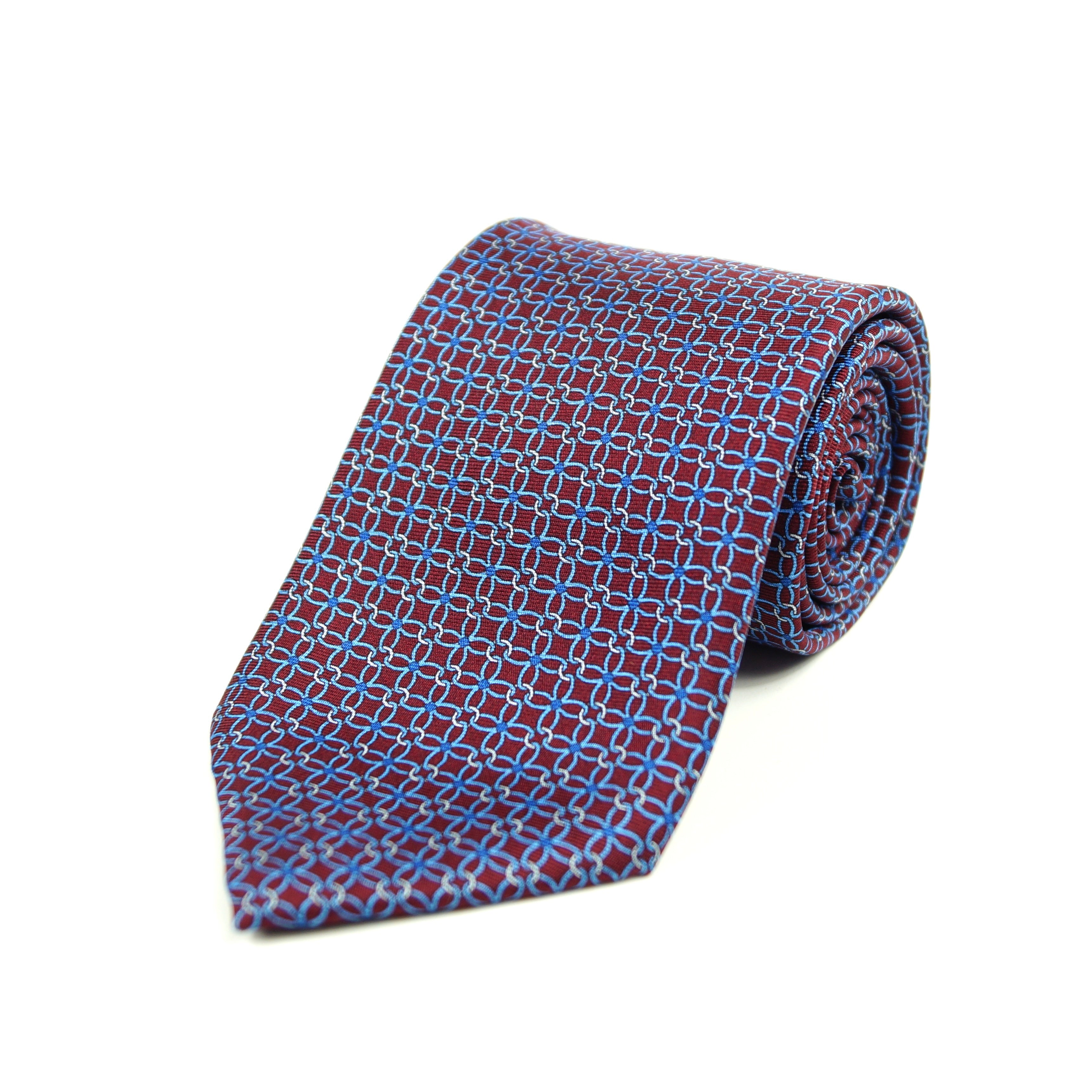 Burgundy tie with woven pattern