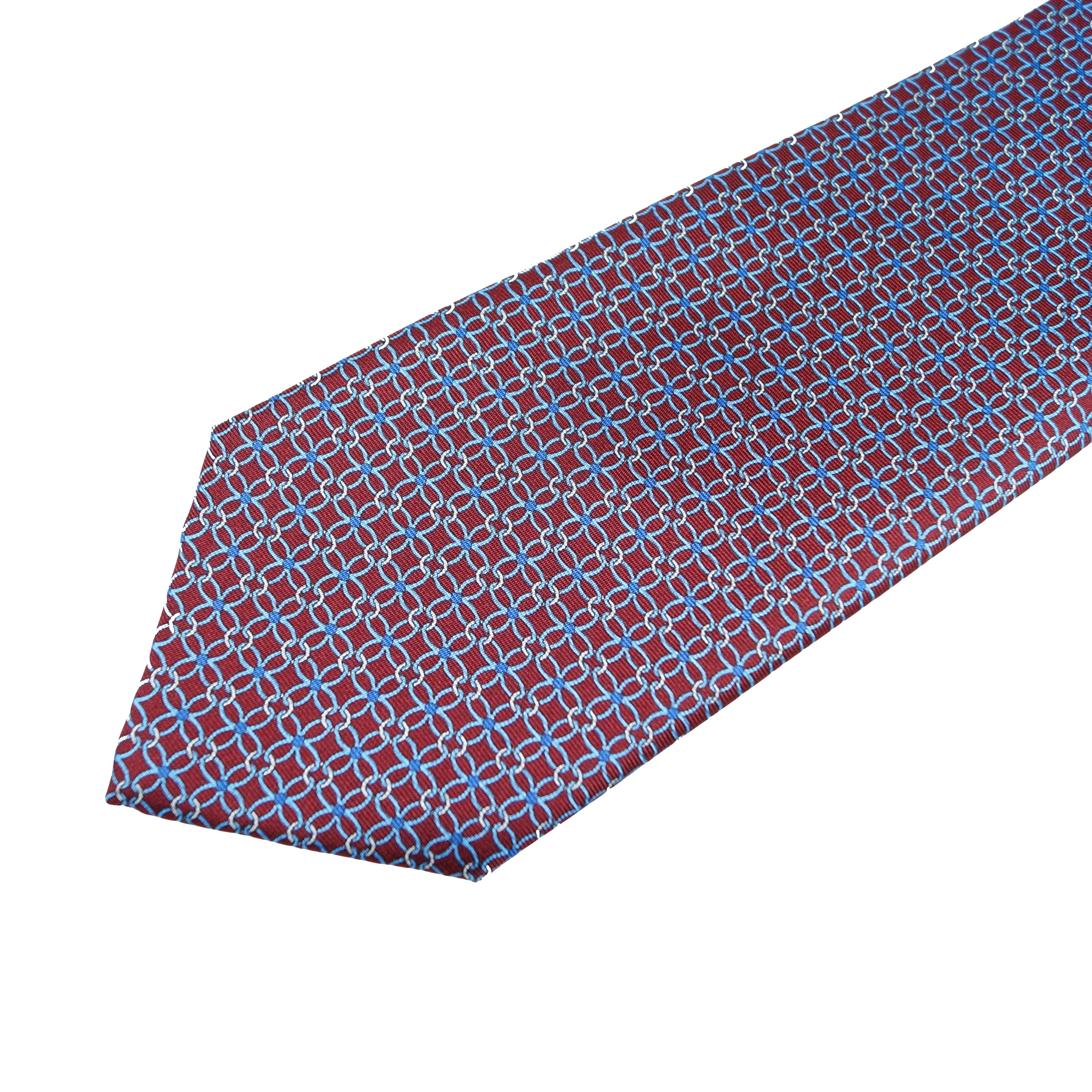 Burgundy tie with woven pattern