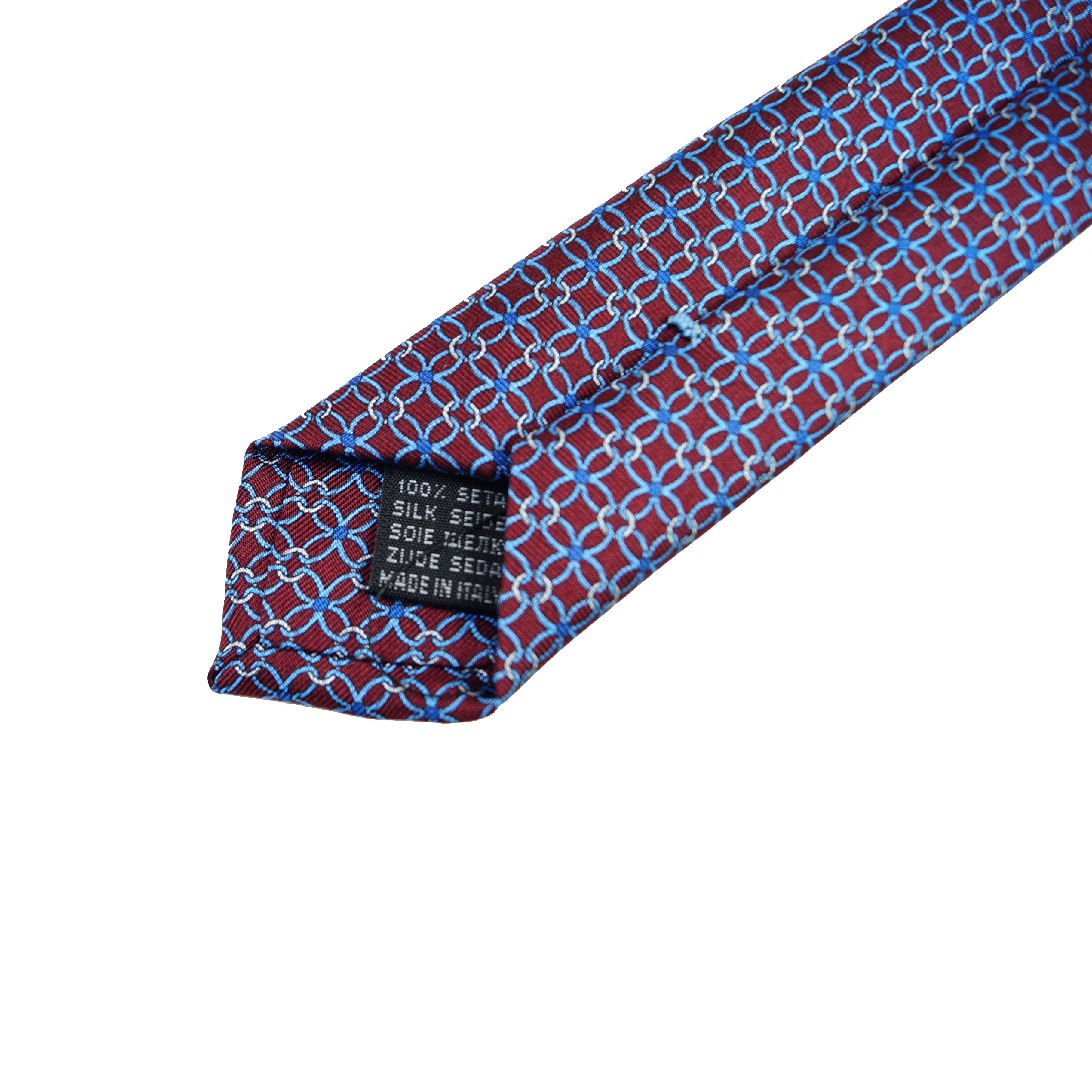 Burgundy tie with woven pattern