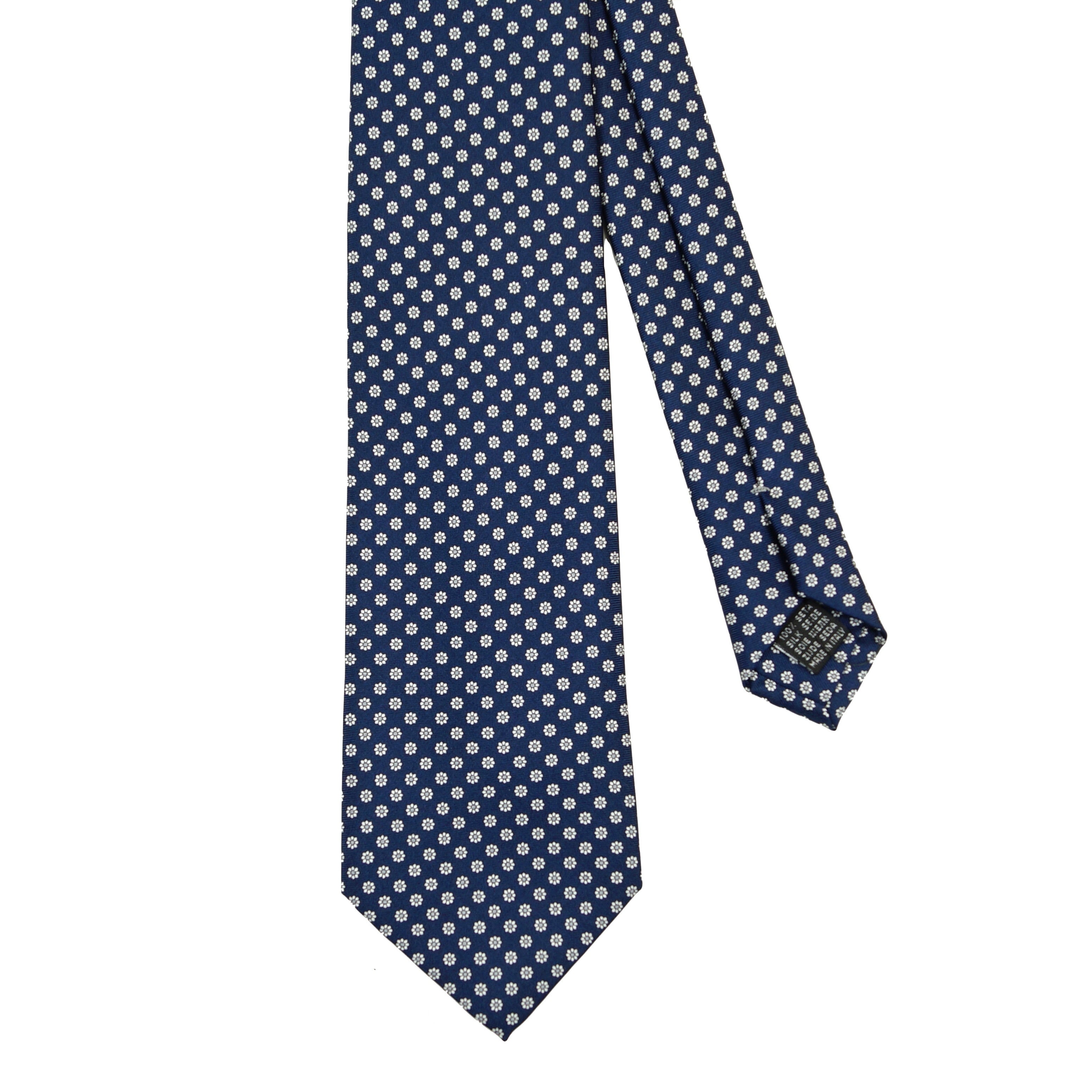 Dark Blue Tie with White Flower