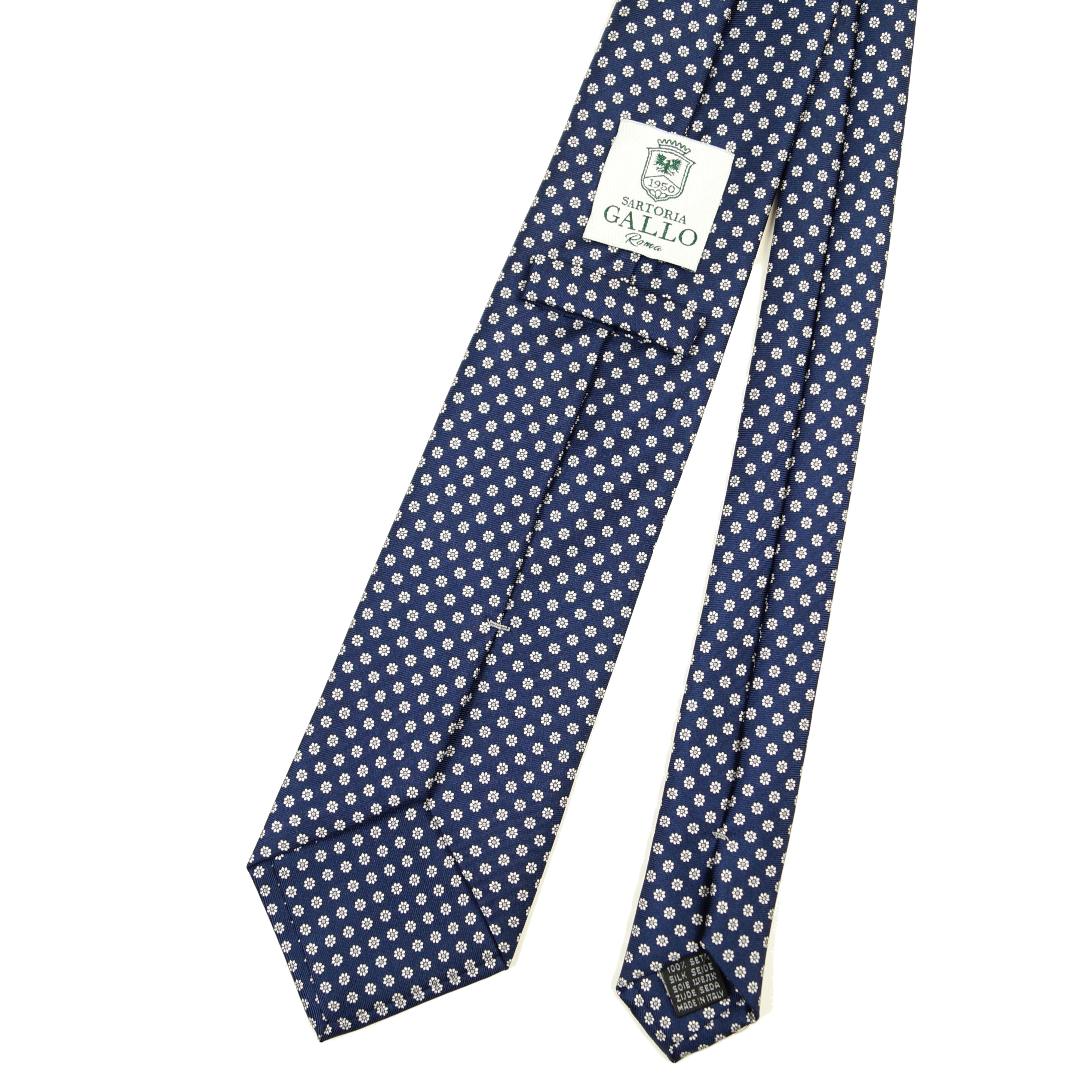 Dark Blue Tie with White Flower