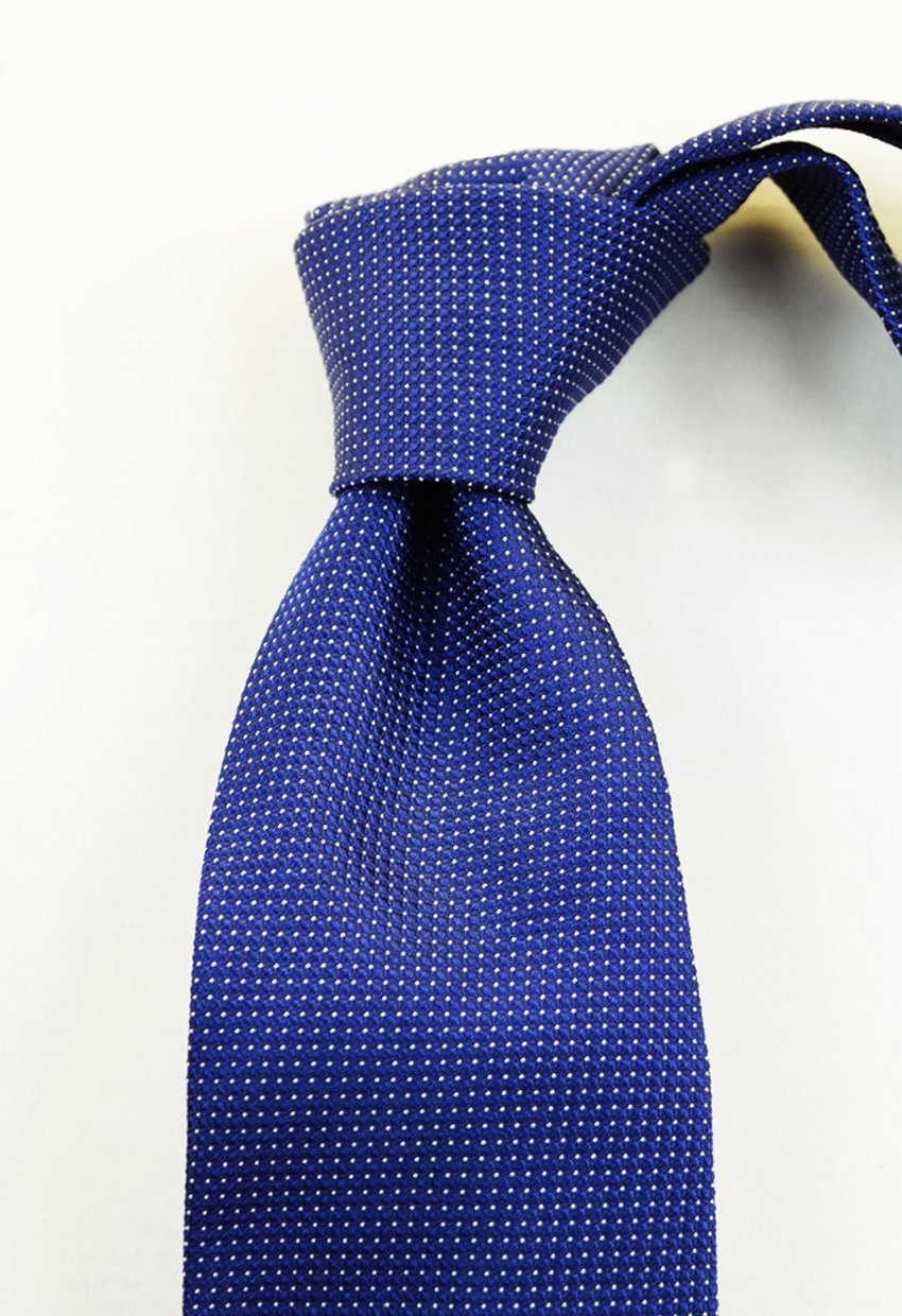 GALISE cravatta cerimonia tre pieghe in seta jaquard, 8 cm, blu a quadri